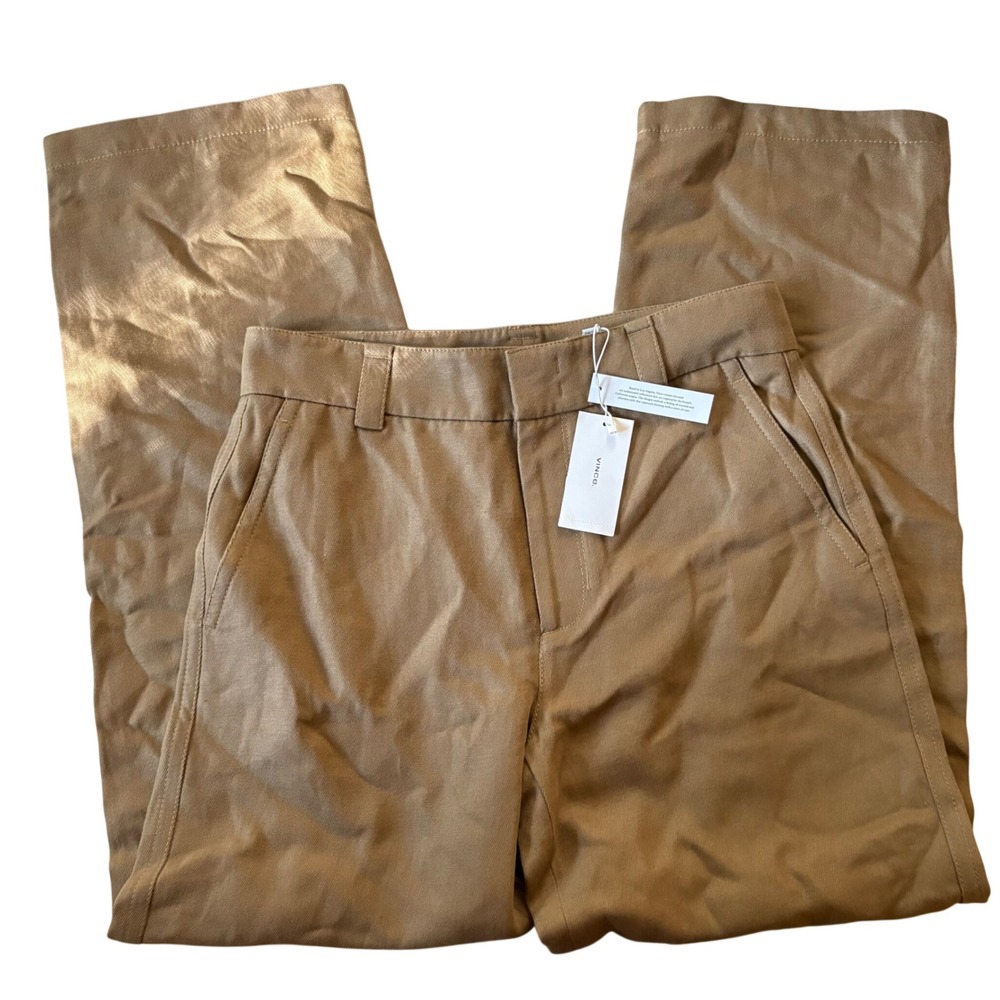 VINCE Tan Cotton Linen Blend Trouser Pants Size 10‎ NWT